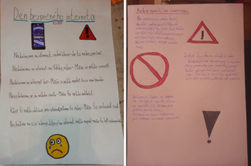 Materials produced by fifth-graders at Radostice primary school for Safer Internet Day
