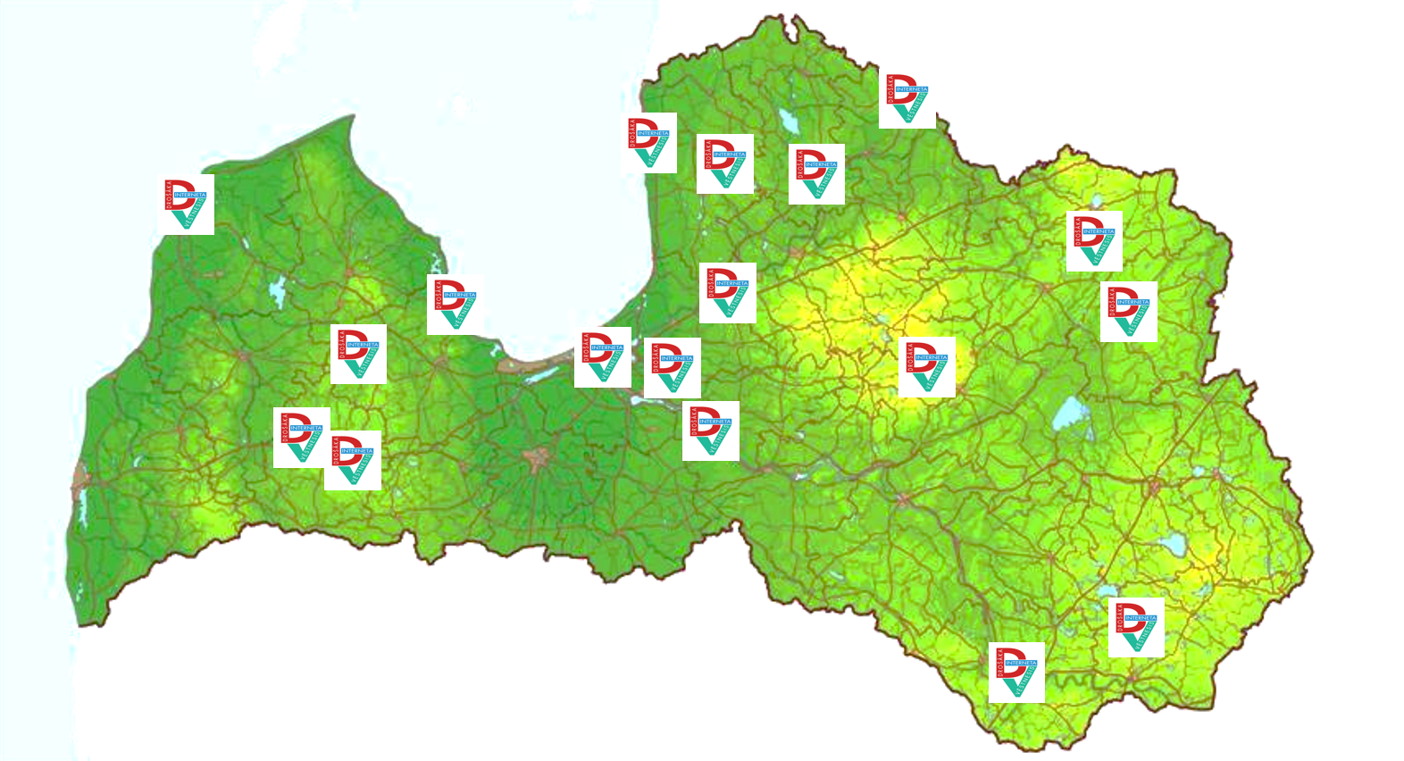 Map of Latvia with the dissemination and presence of Safer Internet Ambassadors. Credits: Latvian Safer Internet Centre