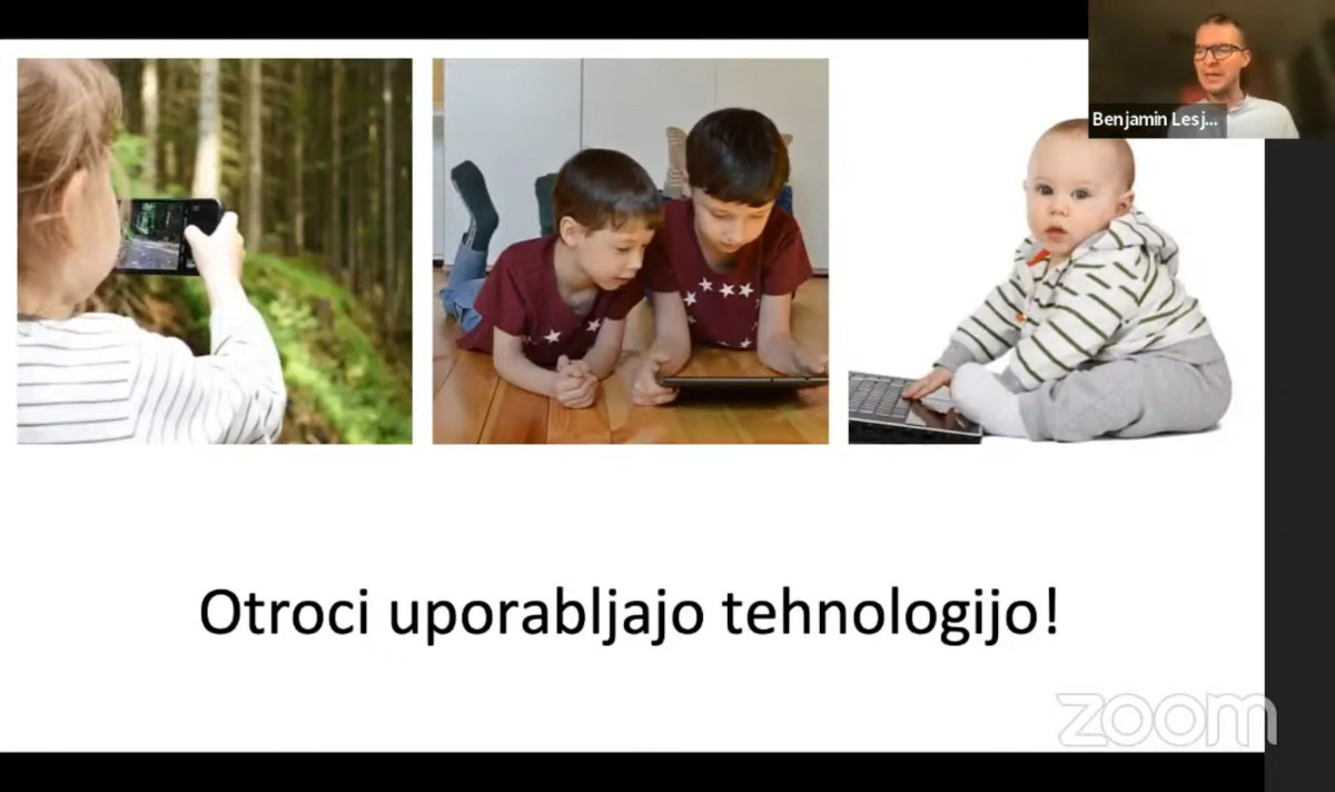 Screenshot of the lecture on a safer use of the internet in kindergarten organised by the Slovenian Safer Internet Centre