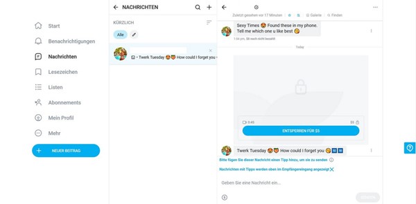 Screenshot of content creators on OnlyFans suggest a personal relationship to their followers through private messages.
