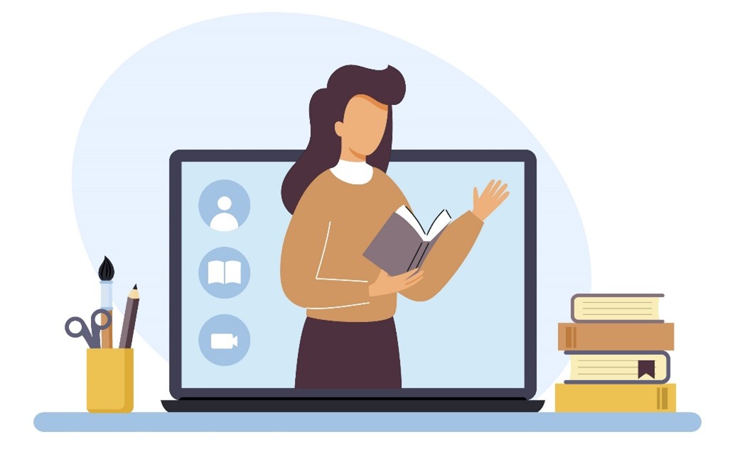 A teacher taking an online class