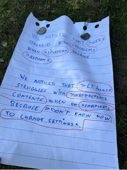 A piece of paper with highlighted words