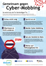 Together against cyberbullying poster with recommendations