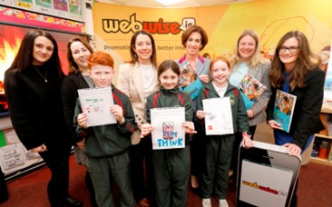 Online Safety Commissioner Niamh Hodnett and Minister for Education and Youth Hildegarde Naughton attend the launch of the Webwise Switched On digital citizenship programme at St. Joseph’s National School.