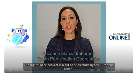 Screenshot of short promotional video featuring a young girl talking about the DSA