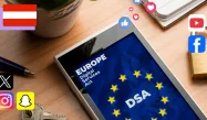A smartphone screen showing the DSA and the EU flag stars around it