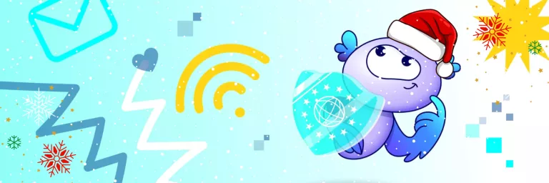 Ally, the SID mascot, with a Christmas hat on