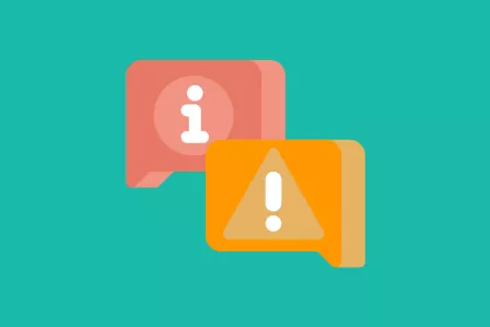Two speech boxes with an "i" and a question mark