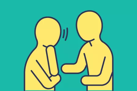 Two individuals speaking; one is trying to convince the other