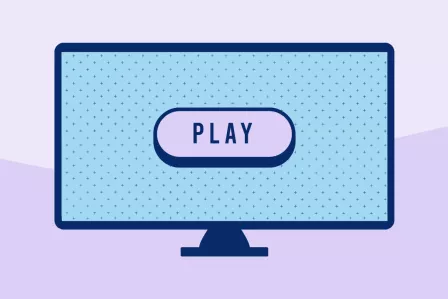 A TV screen with a play button on it