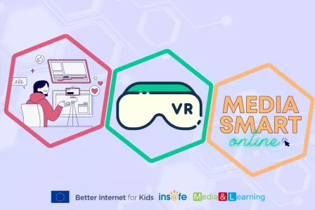 Visual identity of the MediaSmartOnline campaign featuring a VR headset