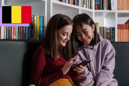 Teenagers using a smartphone