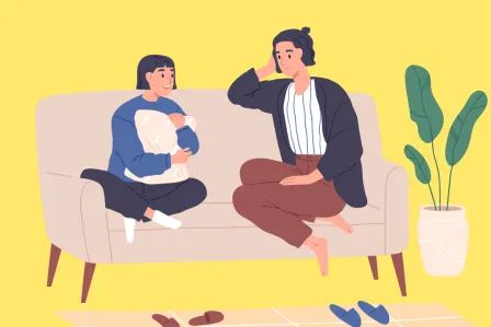 A mother talking to her daughter