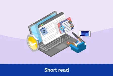 Man looking at a computer screen (cartoon style)