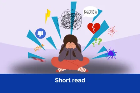 A distressed child surrounded by negative feelings and messages