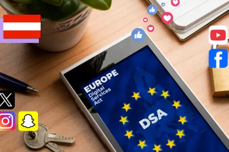 A smartphone screen showing the DSA and the EU flag stars around it