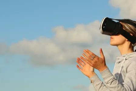 Woman wearing VR glasses