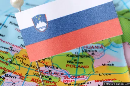 Slovenian flag on map