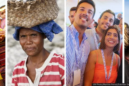 Pictures of smiling people from different ages and ethnicities