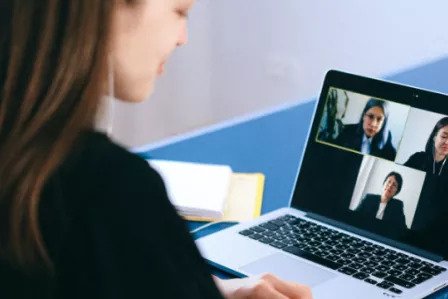 Young woman in a videoconference