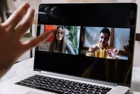 Picture of a laptop screen during a video call