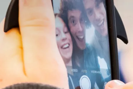 Close-up of a mobile phone camera