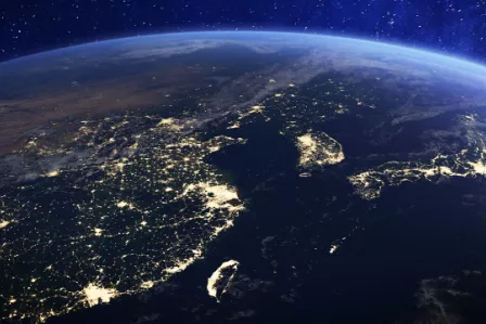View of the globe at night