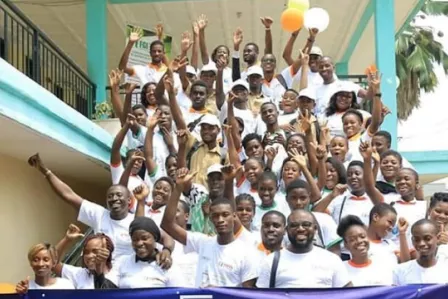 Group photo of  people who attended the Safer Internet Day event in the Ivory Coast
