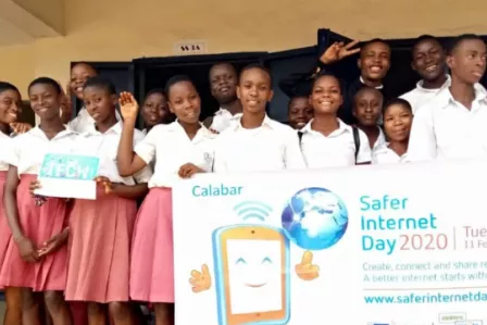 Group photo of young people who attended the Safer Internet Day event in Nigeria