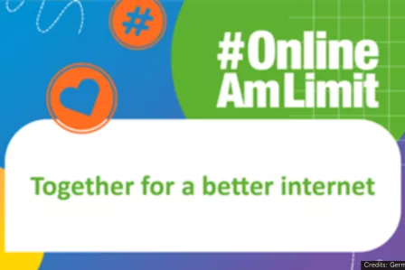 Cover of the #OnlineAmLimit campaign with the SID slogan "Together for a better internet"