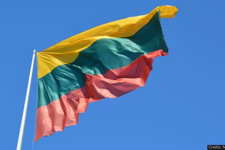 Waving Lithuanian flag