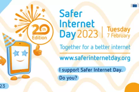 Graphic design for SID2023, decorative: I support Safer Internet Day. Do you?