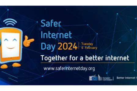 SID mascot and "Safer Internet Forum 2024, Tuesday 6 February, Together for a better internet"