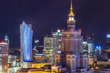 Skyline view of a Polish city