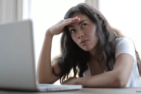 Girl looking at computer