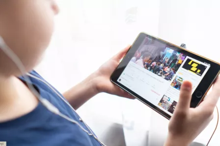 Child watching video on tablet