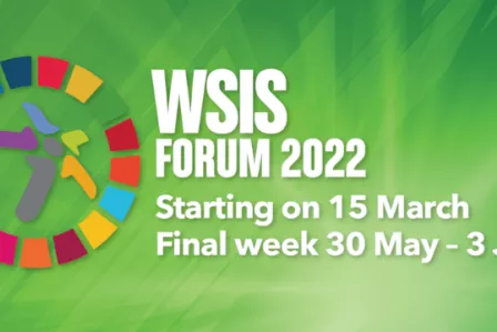 Logo of the 2022 World Summit on the Information Society
