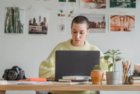 Woman working on laptop