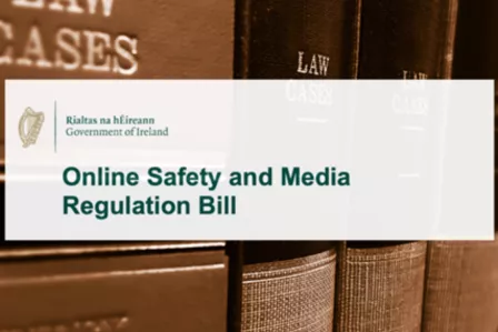 Decorative item, text "Ireland's online safety media regulation bill signed into law"