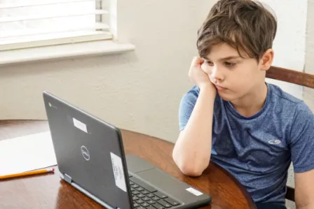 Child looking at laptop