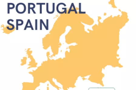 Europe map in front of the writing "SICs Spain Portugal" 