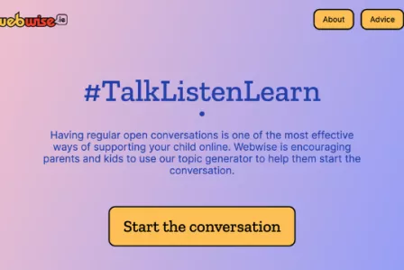 Official logo of the #TalkListenLearn campaign, to promote a more open and honest conversation between parents and children