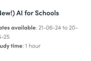 Image showing course details on https://www.oidetechnologyineducation.ie/onlinecourses/ai-for-schools/