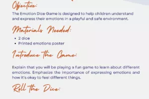 This image shows a screenshot of the Dice Game - Emotions appropriate for ages 4-7yrs.