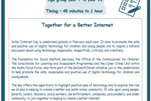Image of the Lesson Plan for Safer Internet Day appropriate of years between 11 - 16.