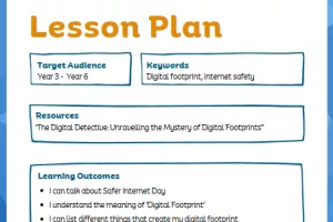Screen shot of the Lesson plan appropriate for ages between 7 - 10. 