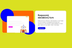 The image shows a screenshot of the course’s homepage featuring a robot, the text “Start the Network Course,” and a “Start” button.