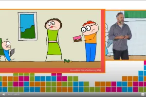 Snapshot of a presentation for the 18th International Conference titled 'Safety of Children and Youth on the Internet,' held on 24–27 September 2024. The top part features text bars in pink, blue, and green.