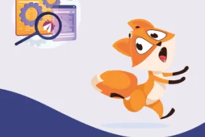 t shows a lively orange fox in a cartoon style next to computer and internet icons.