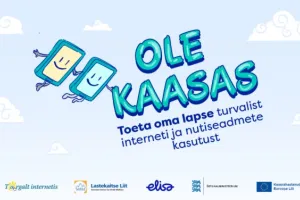 The image shows two smartphones floating in the air and the text 'Support your child's safe use of the internet and smart devices'.